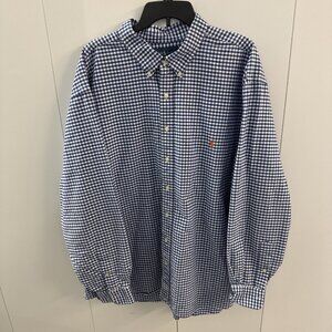 Polo Ralph Lauren Button Shirt Men 4XB Blue/White Gingham Check Plaid Cotton